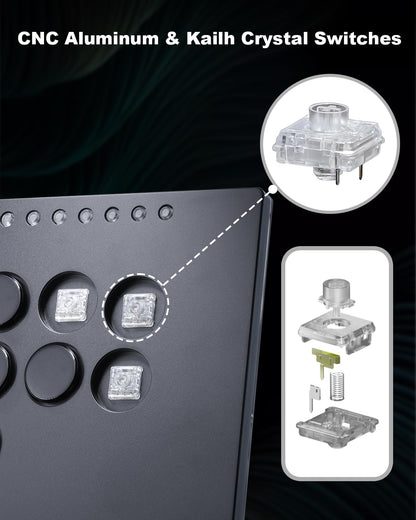 ONEED Haute42 Leverless Arcade Stick M12 Plus - Black, Aluminum, for PC/PS3/PS4/Switch, Hot Swap & SOCD Support