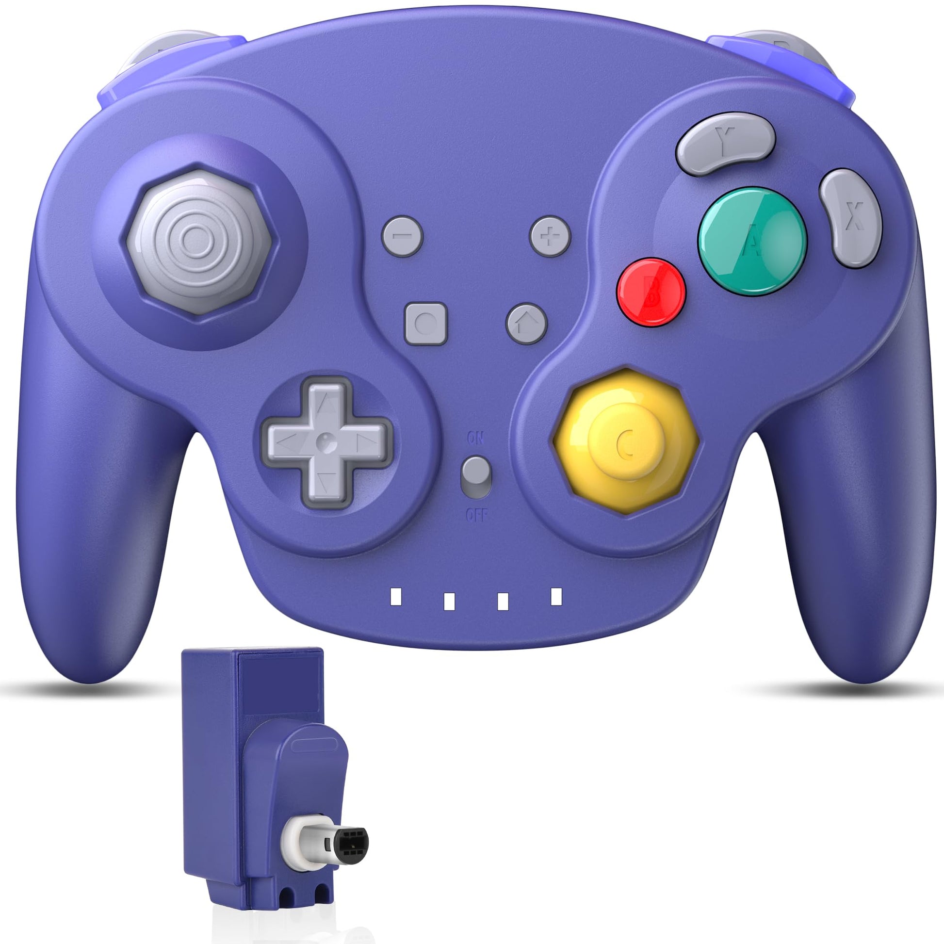 SAFFUN Wireless NGC Controller for GameCube, Rechargeable, Plug and Play, Built-in Vibration, Indigo Color