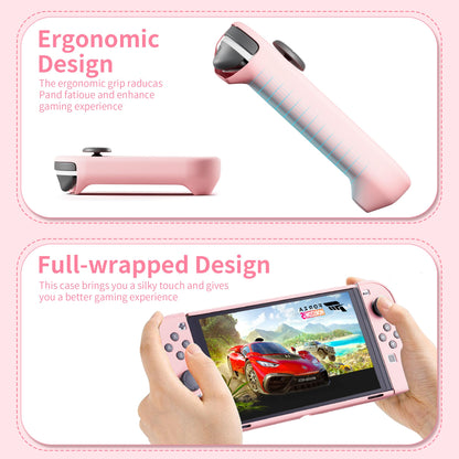 RHOTALL 3 in 1 Dockable Protective Case for Nintendo Switch OLED - Pink, Shock-Absorption, Anti-Scratch Design, Model 01