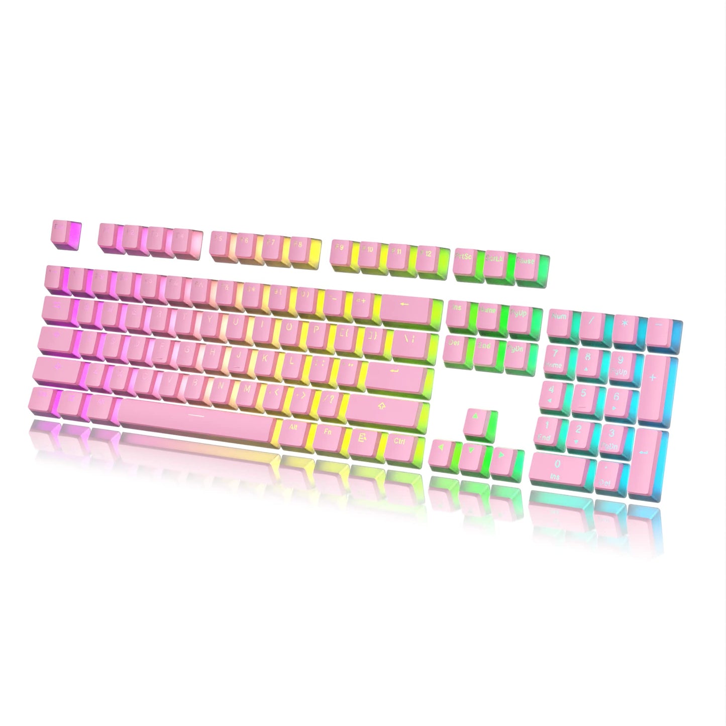 HK Gaming Pudding Keycaps Set - 112 Keys Doubleshot PBT, Full 108 OEM Profile, ANSI US, Pink, Compatible with Cherry MX & More