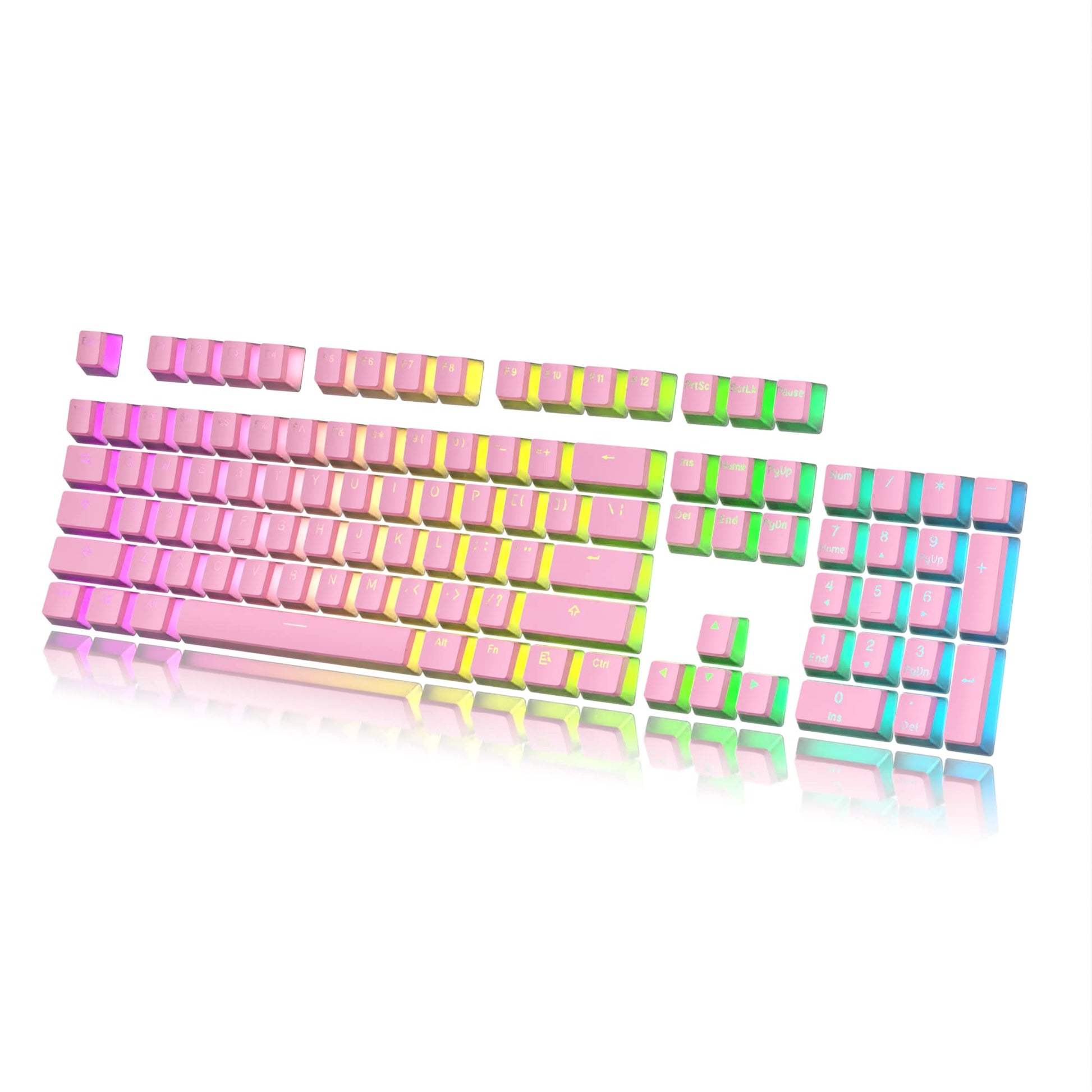 HK Gaming Pudding Keycaps Set - 112 Keys Doubleshot PBT, Full 108 OEM Profile, ANSI US, Pink, Compatible with Cherry MX & More