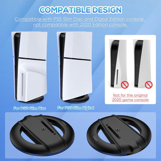 Auarte PS5 Slim Vertical Stand Replacement, Carbon Black, Model P5S9B, Compatible with Disc and Digital Consoles