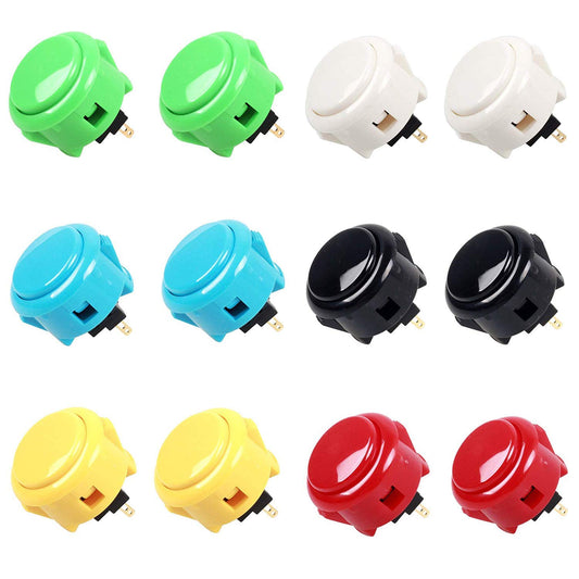 Sanwa 12 pcs OBSF-30 Original Push Button 30mm - for Arcade Jamma Video Game & Arcade Joystick Games Console (Color) - (Each Color of 2 Pcs) Use for Arcade Game Machine Cabinet SatNWA
