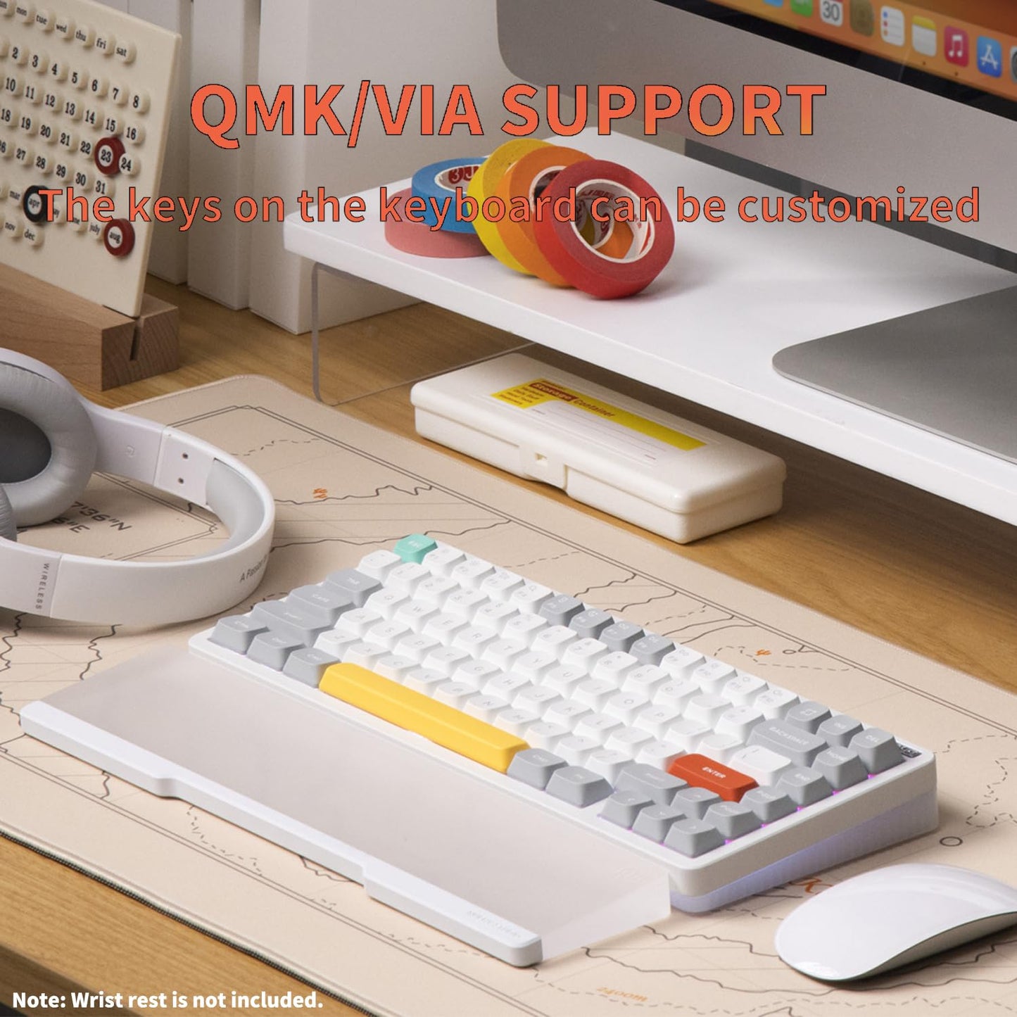 nuphy Halo75 V2 Mechanical Gaming Keyboard - 75% Wireless, Hot Swappable, RGB Backlit, Raspberry (46gf), White