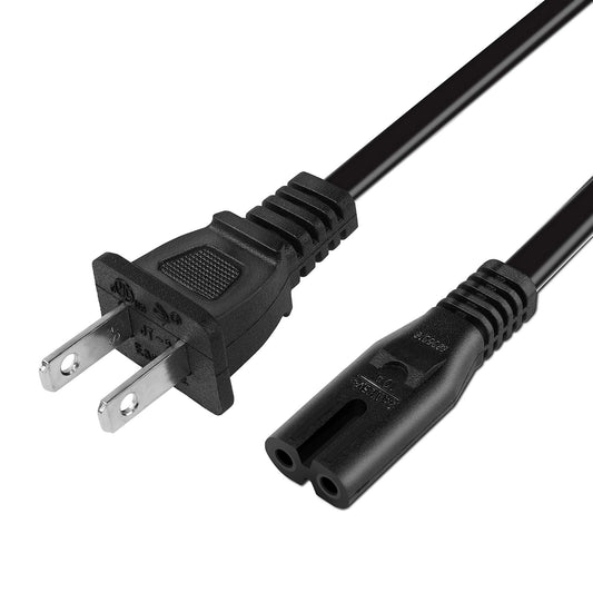 TPLTECH AC Power Cord for PS5/PS4/Xbox Series S/X, 3 ft, Black, Model CX-01, Universal 2 Prong Replacement Cable