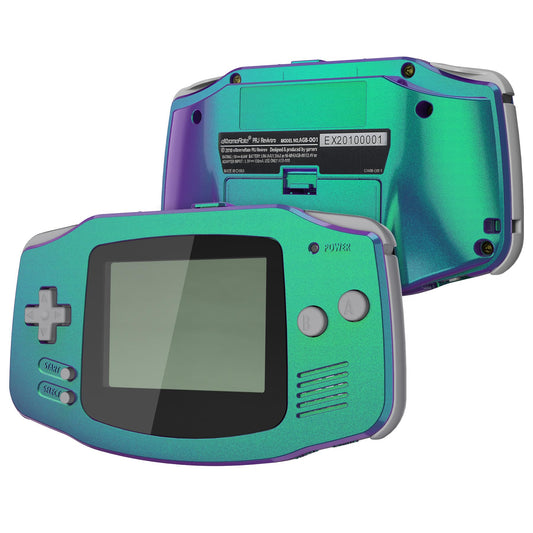 IPS Ready Upgraded eXtremeRate Chameleon Green Purple Replacement Shell Full Housing Cover & Black Screen Lens for Gameboy Advance - Compatible with Both IPS & Standard LCD - No Console & IPS Screen