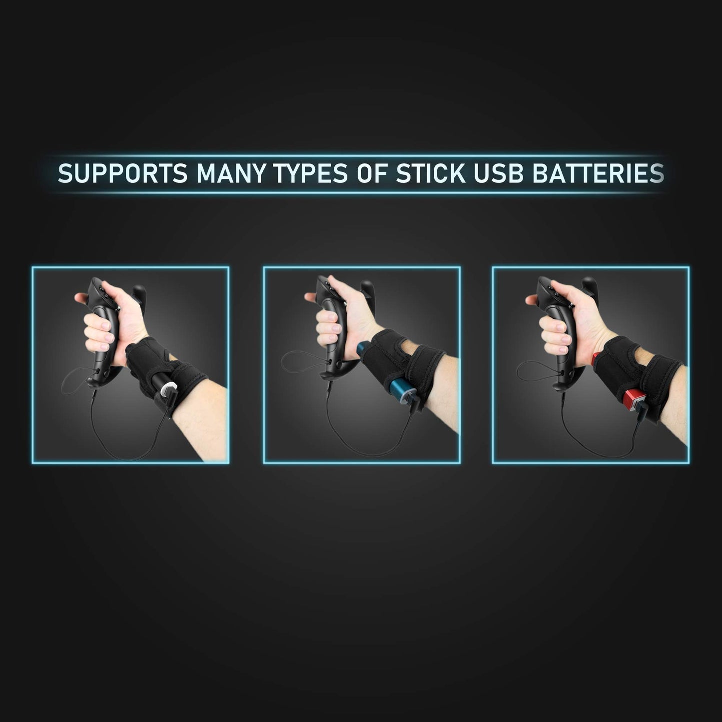 DeadEyeVR Valve Index Wrist Mounted Battery Kit - Charges Controllers, Black