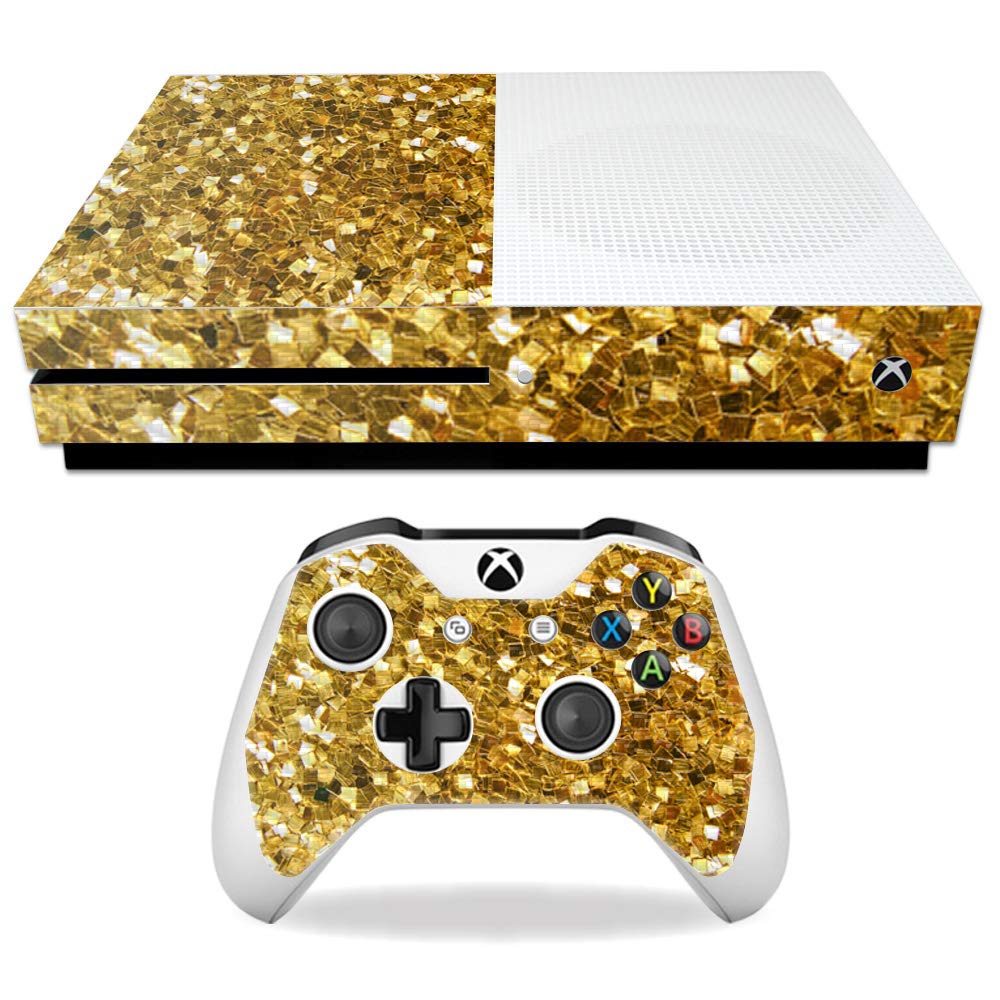 MightySkins Carbon Fiber Skin for Microsoft Xbox One S - Gold Chips | Protective  Durable Textured Carbon Fiber Finish | Easy to Apply  Remove  and Change Styles | Made in The USA
