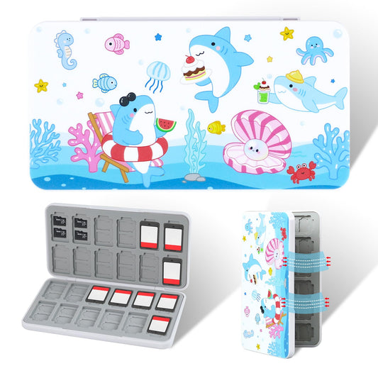 FlyingMage Shark Switch 2 Game Case Holder for Nintendo Switch 2/OLED/Lite Games & Micro SD Cards  Cute Ocean Switch2 Game Card Holder Cartridge Case with 24 Slots Game Card Storage - Sea World