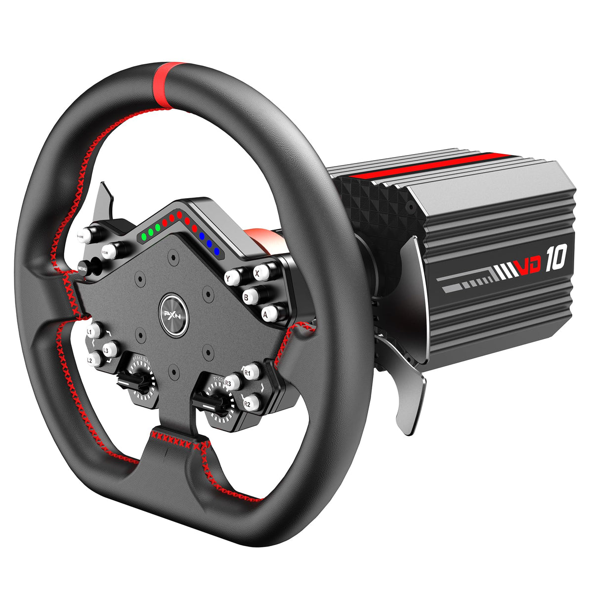 PXN VD10 + W DS R2 Racing Wheel Bundle - VD10 Direct Drive Base with W DS R2 Gaming Steering Wheel, 10Nm Force Feedback, Profess