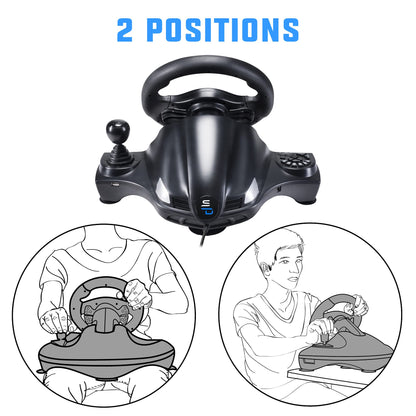SUBSONIC Superdrive GS750 Racing Steering Wheel with Pedals & Vibration for Xbox Series X/S, PS4, Xbox One, PS3, PC - Black