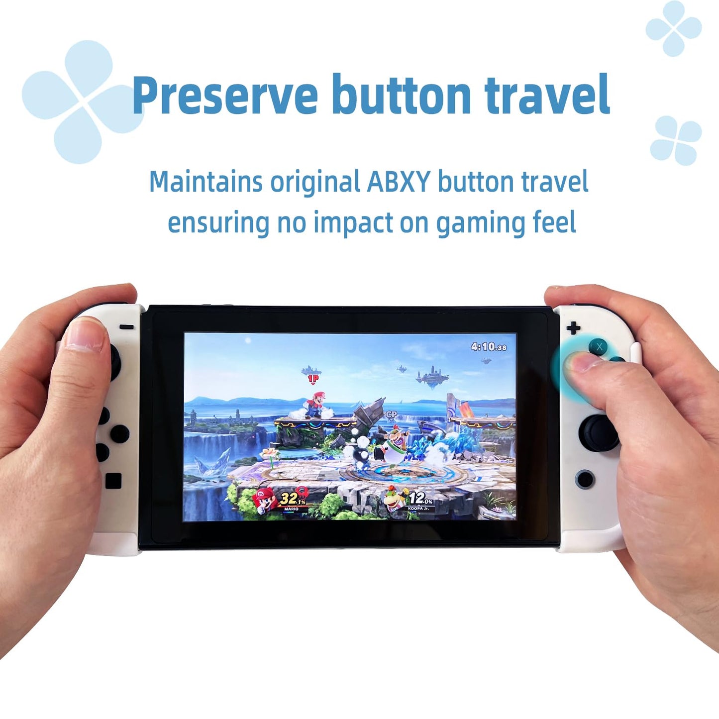 MystiForge Ergonomic Comfort Grip for Switch & Switch OLED, White, Model MF-GA01-Grip-B, Compatible with Joy-Con Controllers