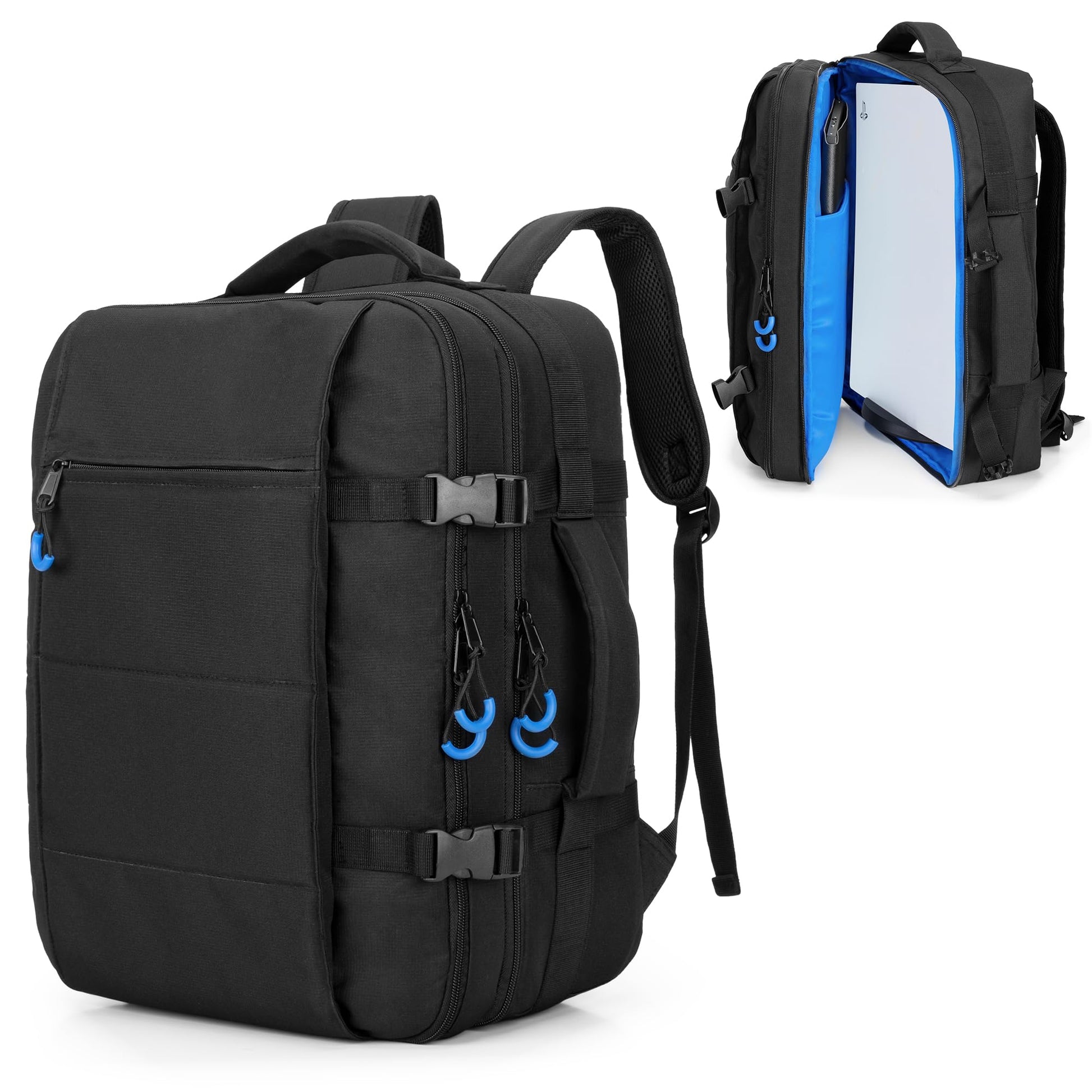 PGmoon Travel Backpack for PS5, Protective Case for Controllers & 15.6 Laptop, Medium to Large, Black, Model CAPG00701