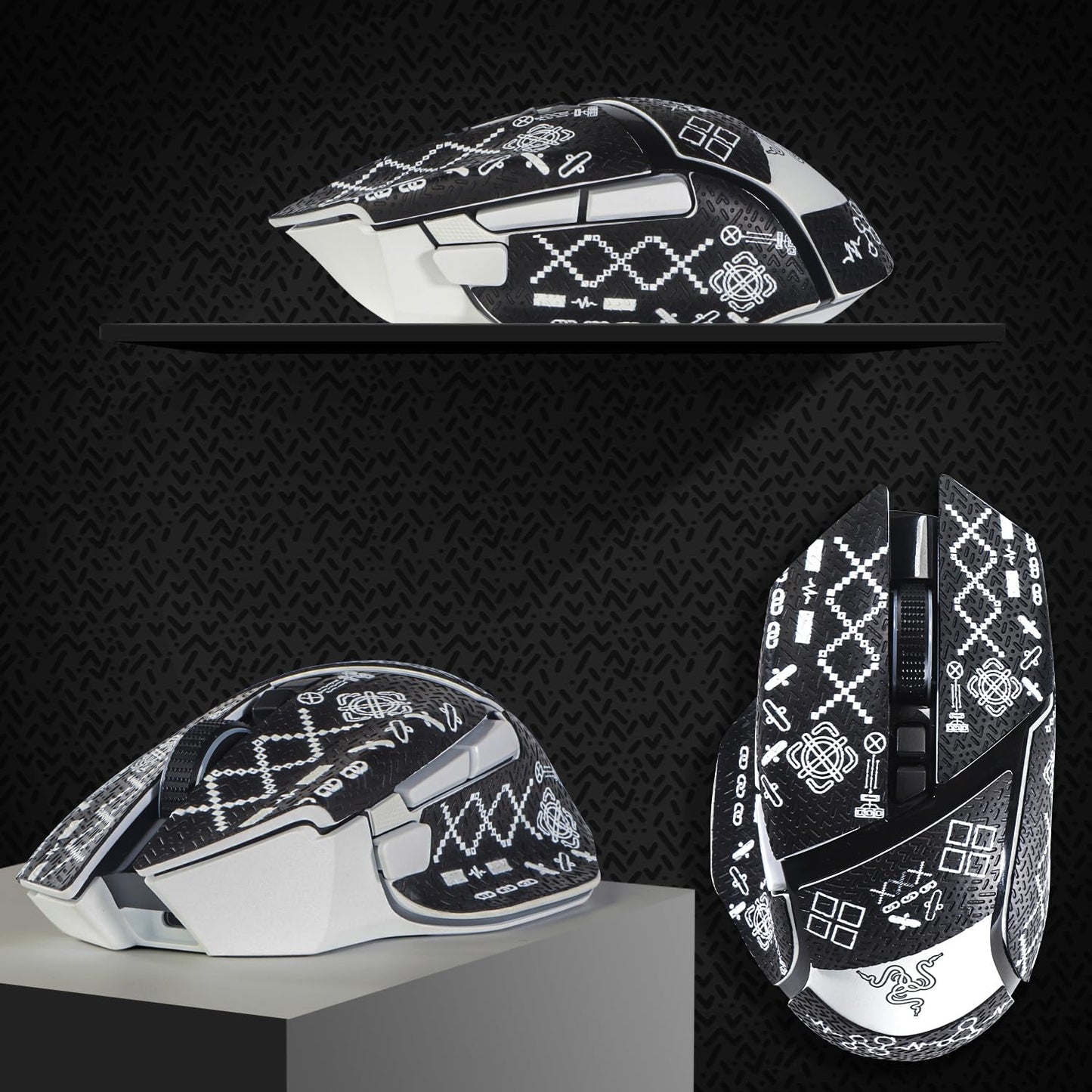 immoenuc Mouse Grip Tape for Razer Basilisk V3/V3 Pro - Anti Slip, Self-Adhesive, Sweat-Resistant, Black