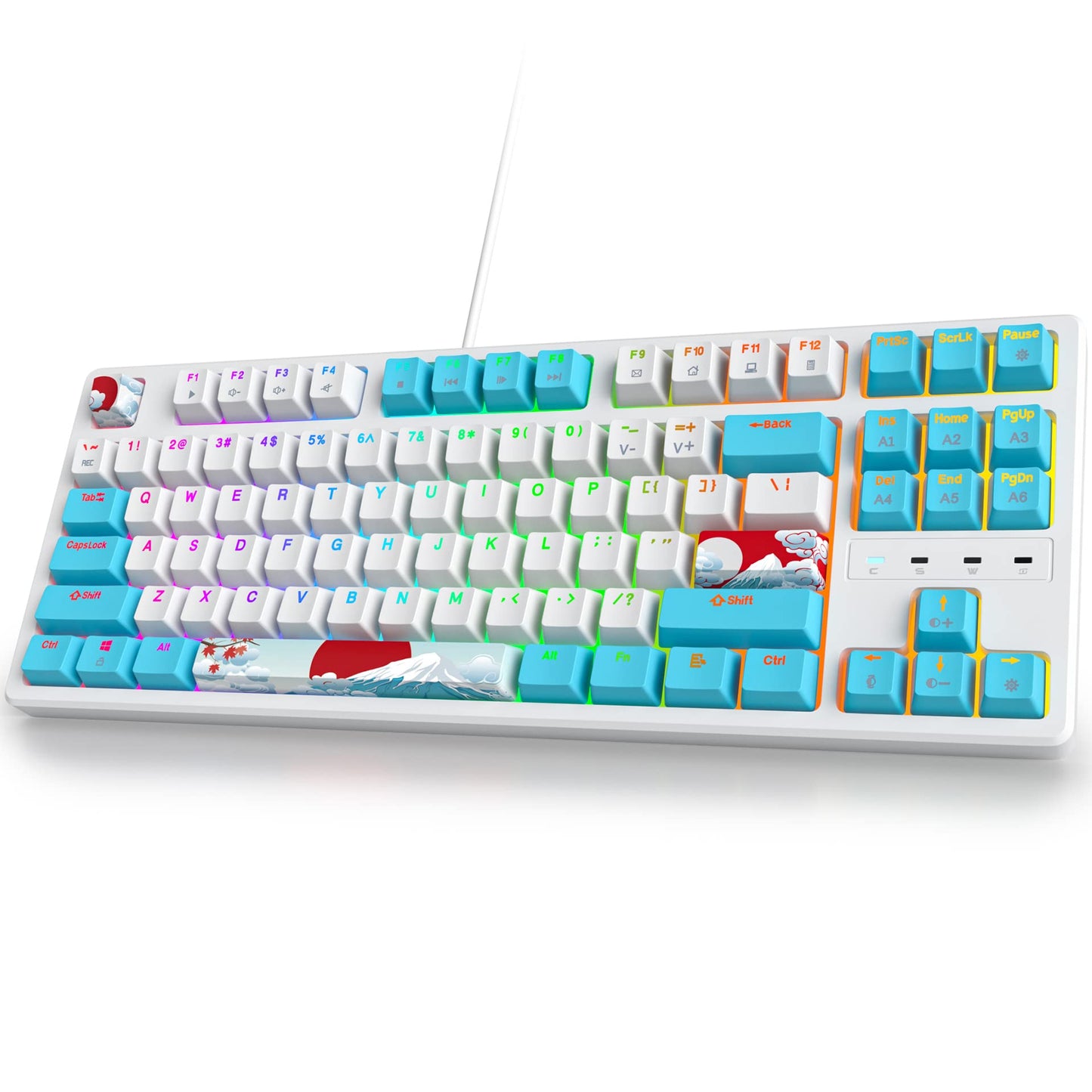 Ussixchare 75 Percent Mechanical Keyboard  87 Keys RGB Backlit Gaming Keyboard  TKL Compact Wired Keyboard with Red Switches for Windows Laptop PC PS4 PS5 Xbox Gamer (87 Sea/Red Switch)