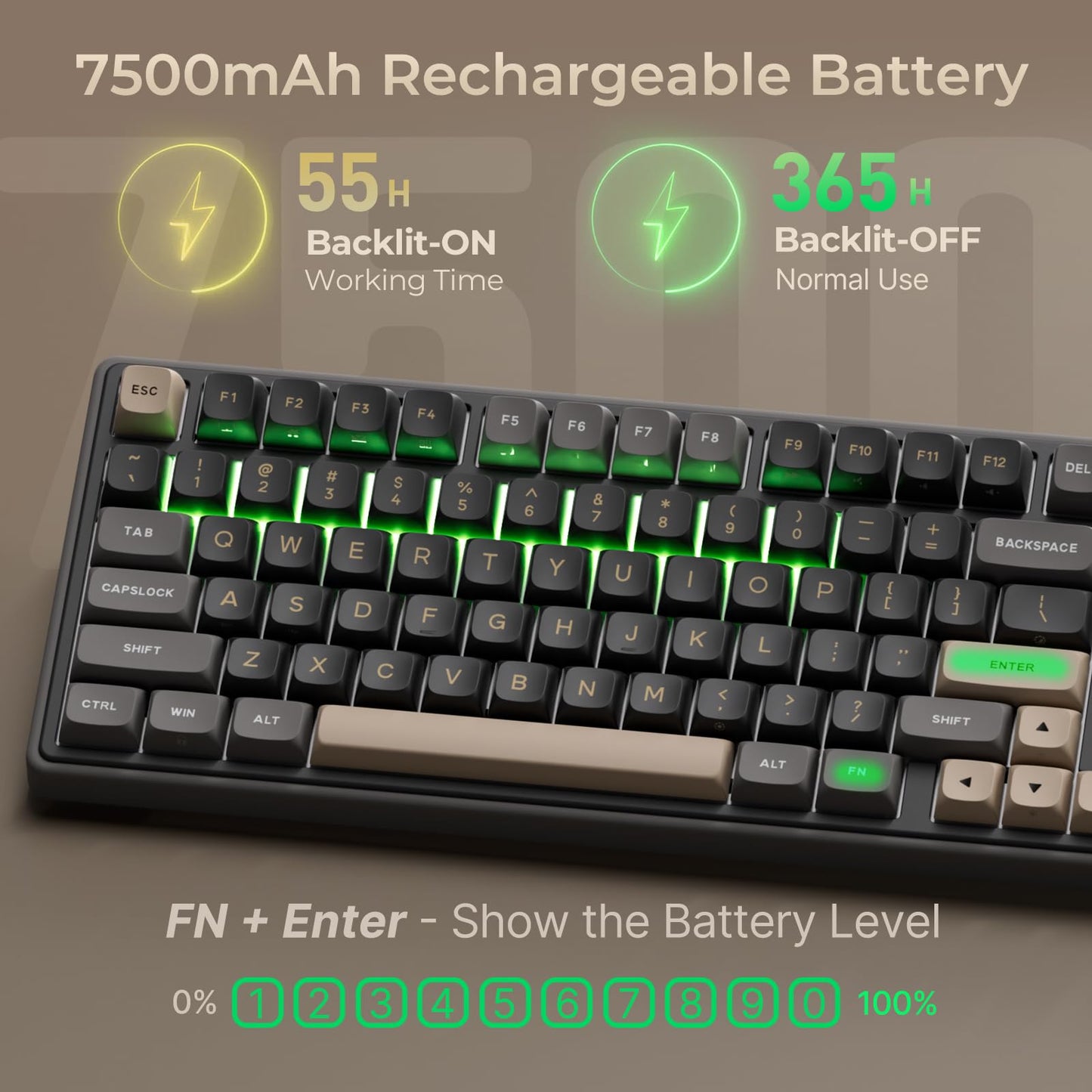 RK ROYAL KLUDGE R98 Pro Wireless Mechanical Keyboard - RGB, Bluetooth/2.4GHz, PBT Keycaps, Black