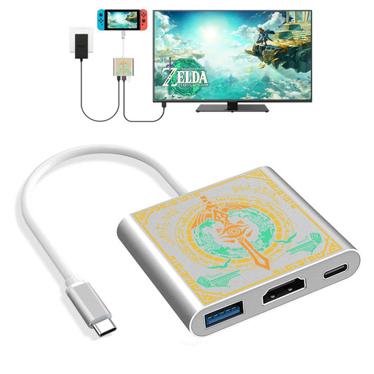 Aiaabq Switch Docking Station for Nintendo Switch Portable Switch Dock with HDMI TV USB 3.0 Port and USB C for with Nintendo Switch OLED/Steam Deck/MacBook and More Type C Adapter
