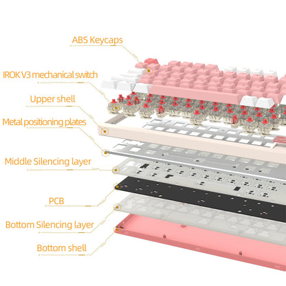 IROK FE75Pro Wireless Mechanical Keyboard, 81 Keys, RGB Backlit, White/Red, Hot Swappable, USB-C/Bluetooth, Three-Layer Dampening