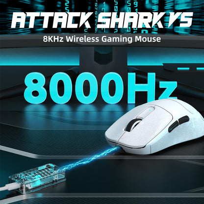 ATTACK SHARK V5 Wireless Gaming Mouse - 42000 DPI, Ultra-Lightweight, White with Sticker, Wired/BT/2.4GHz for PC/Mac