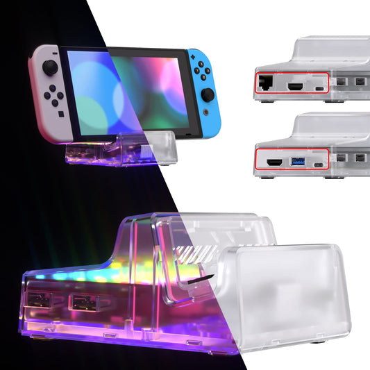 eXtremeRate AiryDocky DIY Kit LED Version Replacement Shell Case Compatible with Nintendo Switch Dock, Redesigned IR Remote Cont