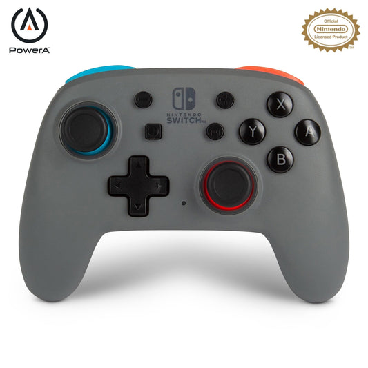 PowerA Nano Enhanced Wireless Controller for Nintendo Switch - Grey-Neon, Compact & Rechargeable Gamepad, Works with Switch Lite