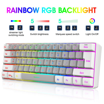 Snpurdiri 2.4G Wireless Gaming Keyboard & Mouse Combo, RGB Backlit, Small Size, White Grey Color