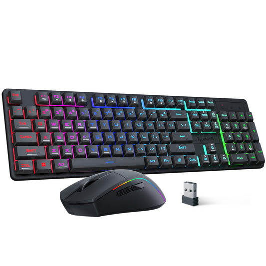 Redragon S107KS Wireless Gaming Keyboard and Mouse  RGB Backlit  3 Mode (Wired/2.4G/BT)  Up to 10 000 DPI Gaming Mouse with Software  Ultra Lightweight 65g  25 Key Anti-Ghosting Keyboard for PC