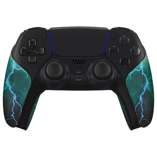 eXtremeRate PlayVital Anti-Skid Sweat-Absorbent Controller Grip for ps5 Controller  Professional Textured Soft Rubber Pads Handle Grips for ps5 Controller - Green Storm Thunder