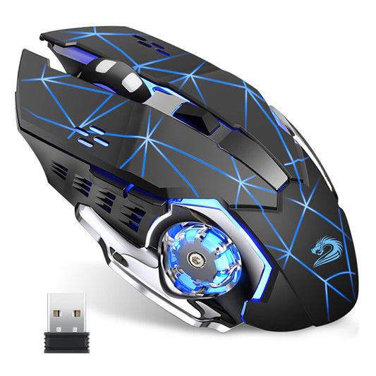 Uciefy Q85 Wireless Gaming Mouse - 2.4G LED Optical, Silent Click, 3 Adjustable DPI, Ergonomic Design, Starry Black