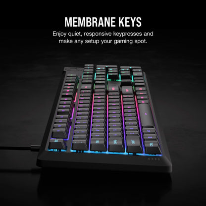 Corsair K55 CORE RGB Gaming Keyboard - Quiet Switches, Spill Resistant, Ten-Zone RGB, Media Keys, QWERTY NA, Gray