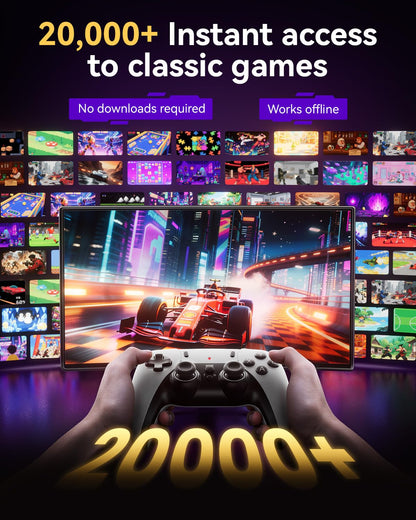 RMOKA Retro Gaming Console HQM15B, 20,000+ Built-in Games, 4K HD, 2 Wireless Controllers, White