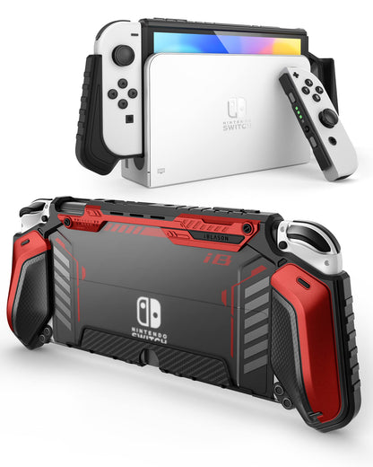 i-Blason Armorbox Case for Nintendo Switch OLED - Dockable, Anti-Scratch, Comfortable Grip, Red