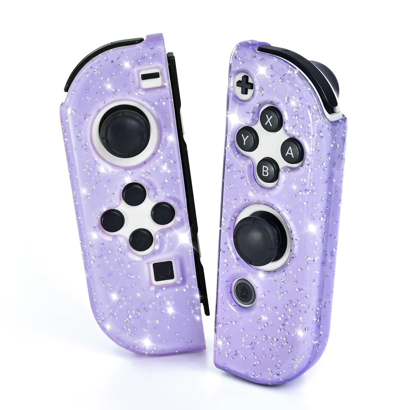 DLseego Glitter Protective Case for Switch Joy Con Controllers  Handheld Soft Silicone TPU Protective Cover Replacement Shell Case Suitable for Switch & Switch OLED Model Joy Cons - Purple