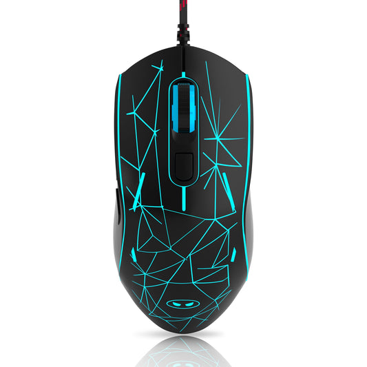 MageGee G6 Wired Gaming Mouse  Ergonomic USB Optical Mouse with 7 Colors Breathing LED Backlit  6 Adjustable Speed Levels from 600 to 3200 for Laptop PC Computer Games & Work  Black