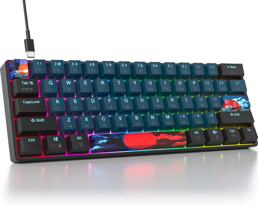 Ussixchare 60 Percent Mechanical Gaming Keyboard 60% RGB Keyboard with Red Switch Wired Compact Keyboard for Windows PS4/5 Xbox Gamers(61 Monster)