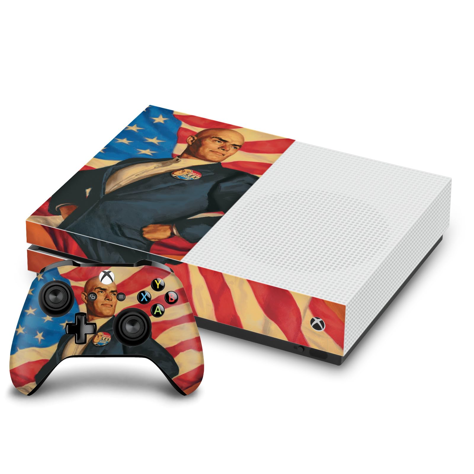 Head Case Designs Officially Licensed Superman DC Comics Lex Luthor Logos And Comic Book Vinyl Sticker Gaming Skin Decal Cover Compatible With Xbox One S Console and Controller Bundle