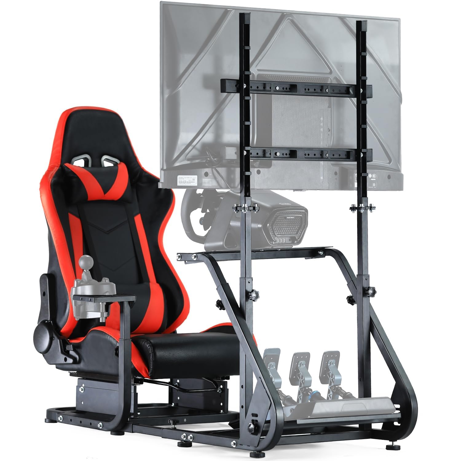 Dardoo G923 Racing Simulator Cockpit with Monitor Frame Fits for Logitech/Thrustmaster/Fanatec/PS4/PC G29 G920 T80 T150 Gaming Wheel Stand with Seat Not Included Shifter Wheel Pedals and Display