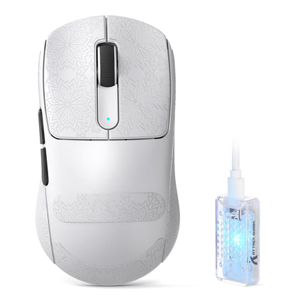ATTACK SHARK V5 Wireless Gaming Mouse - 42000 DPI, Ultra-Lightweight, White with Sticker, Wired/BT/2.4GHz for PC/Mac
