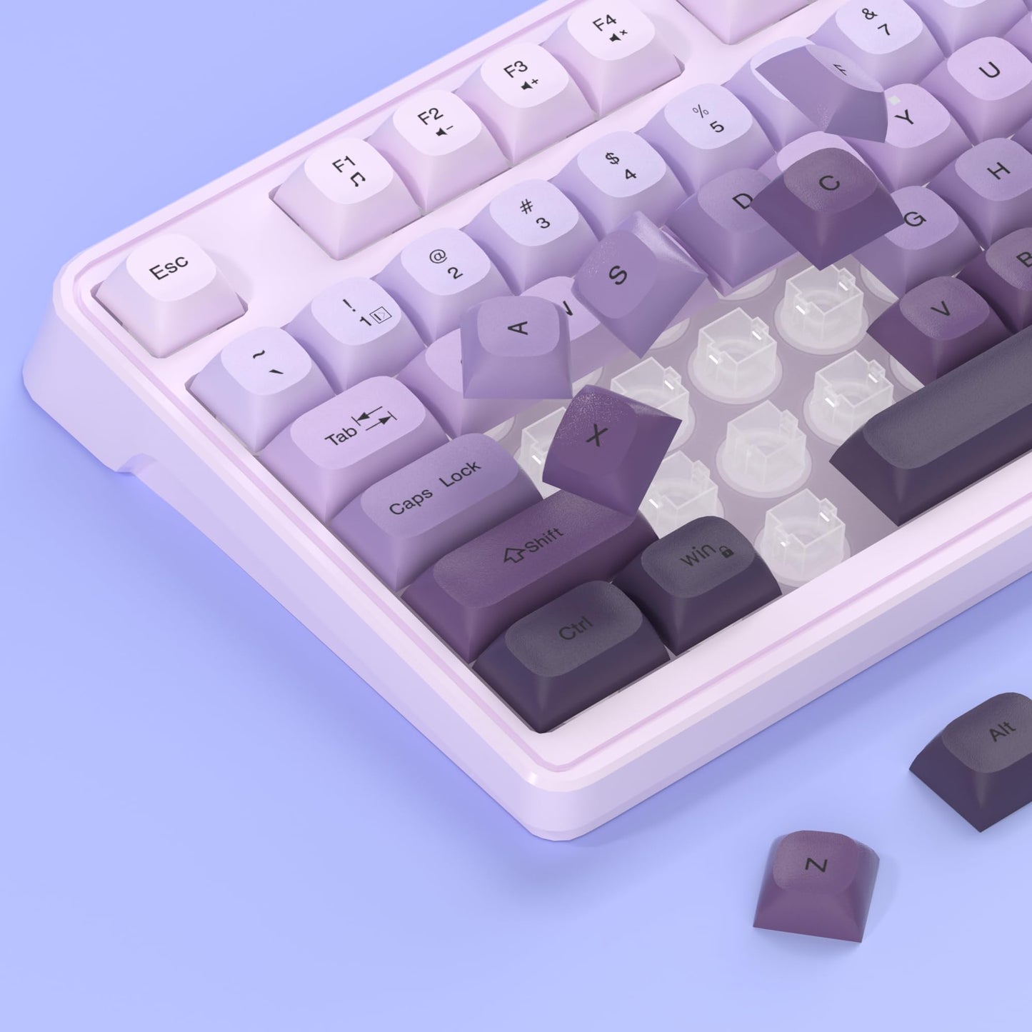 MageGee RGB Backlit Keyboard and Gradient Purple Gaming Mouse Combo, Wired, White Purple