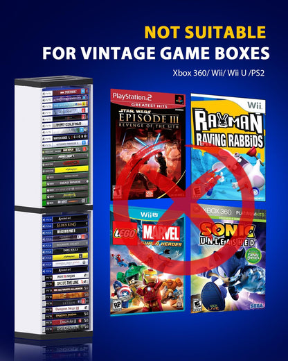 Nargos Video Game Storage Stand Tower for PS5/PS4/Xbox - Universal Disc Holder, White, Model TP5-0519