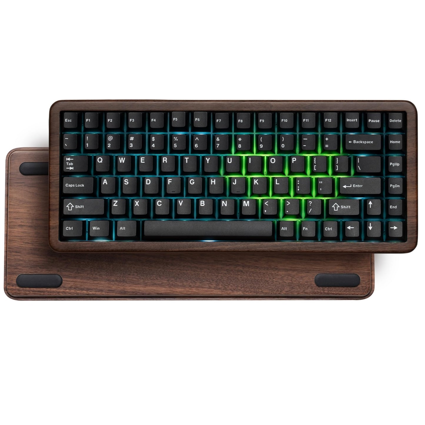Womier 75% Mechanical Keyboard Wireless with Wood Natural  WD75 V2 QMK/VIA Gaming Creamy Keyboard 8000mAh Battery  Tri-Mode Key Board RGB Hot Swappable with PBT Keycaps-POM Linear Switch Black