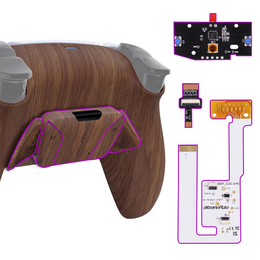 eXtremeRate Back Paddles Programable RISE4 V3 Remap Kit for PS5 Controller BDM-030 040 050  Upgrade Board Wood Grain Redesigned Bottom Shell 4 Back Buttons Set for PS5 Controller - NO Controller