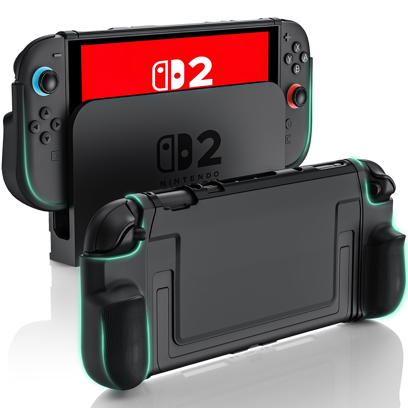 BHGift for Switch 2 Grip Case (2025)  Upgraded Slim Switch 2 Dockable Protective Case  Console Hard Cover Like a Real Gamepad for Handheld  Shockproof and Scratchproof  Black