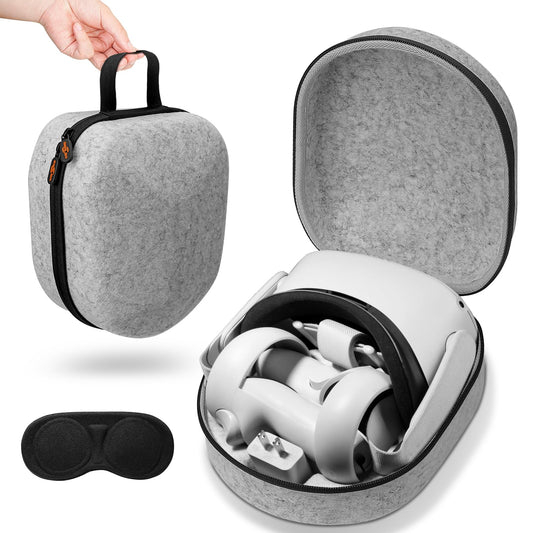 sarlar Hard Carrying Case for Meta/Oculus Quest 2 VR Headset  Touch Controller  Original Fabric Head Strap  Precise Slots  Odor Felt with Lens Protector Cover  Portable Protection for Travel