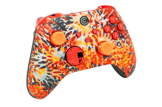 Custom Controllerzz Wireless Controller for Xbox & PC - Solar Flare & Red Chrome Inserts