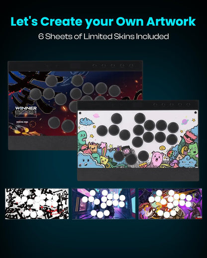 Sehawei Haute42 C16 Arcade Controller - Leverless, RGB Button Rims, Magnetic Panel, Black, Compatible with PC/Switch/PS3/PS4/Steam Deck