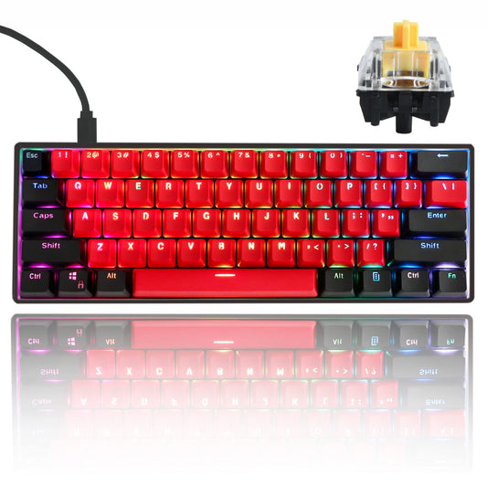 Guffercty Kred GTSP Gk61 SK61 60% Mechanical Keyboard, Hot Swappable, RGB Backlit, Gateron Optical Yellow-Milan