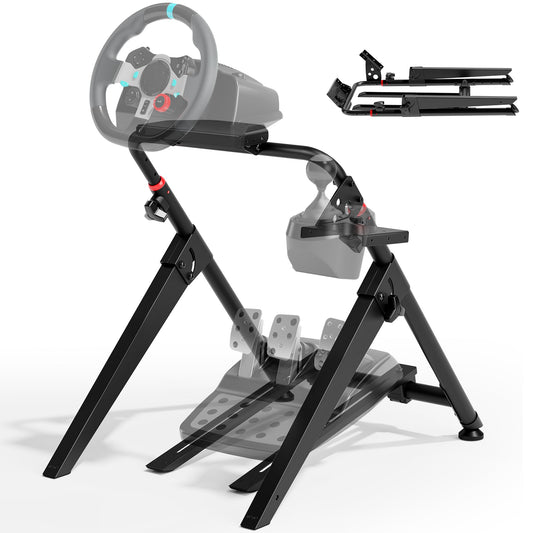 ARES WING Sim Racing Wheel Stand - Foldable Racing Cockpit for PS5, PS4, Xbox, PC - Black, Model GRS1004BK