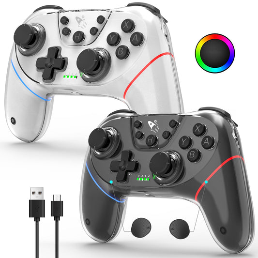 AceGamer 2 Pack Stinto Pro Wireless Controller for Nintendo Switch 2/Switch/Lite/OLED/PC/Steam  Hall Effect Joysticks & Triggers  RGB Grip  Dual Vibration/Wake-Up/Turbo/Macros/4-Way D-Pad