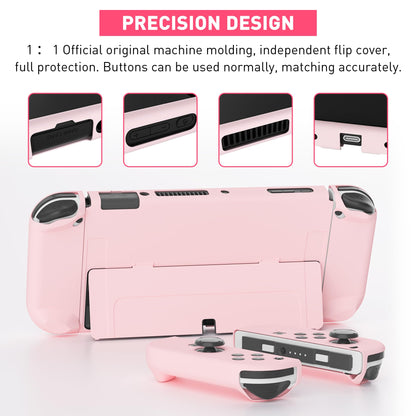 FANPL Dockable Case for Nintendo Switch OLED 2021 - Protective Cover for Joy Con Controller, Durable, Pink, Model NOD-18